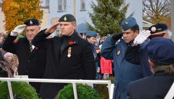 A salute fro fallen veterans during a moment of silence in Port Elgin. (Photo by Jordan Mackinnon)