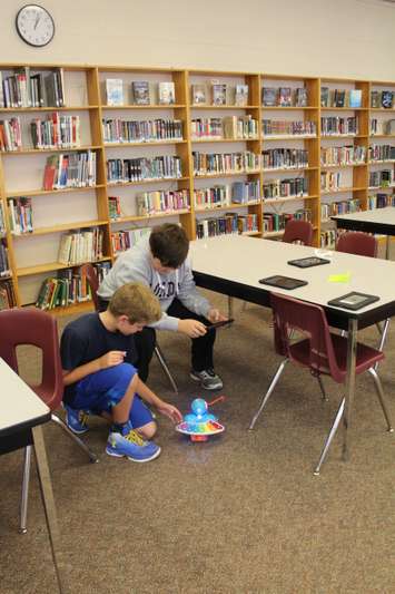 At Ridegtown District High School where the coding club shows off their skills by operating robots with their tablets. October 12, 2016. (Photo by Natalia Vega)