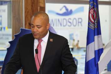 Minister of Tourism Culture and Sport Michael Coteau announces support for Windsor's sports tourism industry, June 15, 2015. (Photo by Jason Viau)