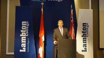 Jim Burns thanks crowd for joining the College on Wednesday. June 24, 2015 (BlackburnNews.com Photo by Briana Carnegie)