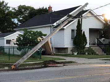 Single vehicle crash on St. Clair St. June 24,
 2017 (Photo courtesy of Bluewater Power Twitter)