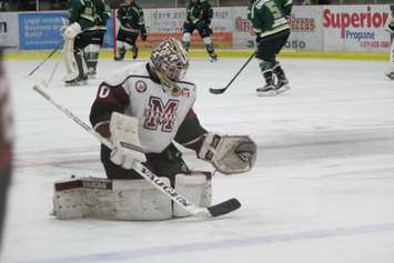Chatham Maroons goaltender Brendan Johnston. March 5, 2017. (Photo by Matt Weverink)