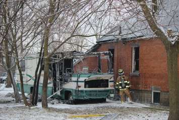 Fire at Exmouth St. and Indian Rd. Jan 16, 2018. BlackburnNews.com photo by Dave Dentinger.