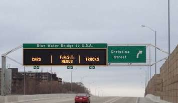 Highway 402 electronic sign. BlackburnNews.com file photo.