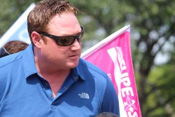 Essex MPP (NDP) Taras Natyshak attends a rally of Essex County library workers at the Civic Centre in Essex on July 7, 2016. (Photo by Ricardo Veneza)