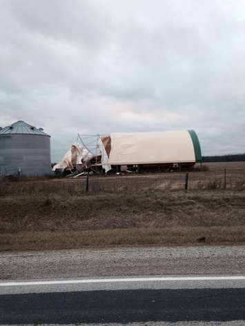 Wind damage along Hwy. 21 south of Oil Springs Nov. 24, 2014 (Submitted Photo)