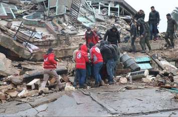 Search and rescue efforts in Aleppo, Syria. Photo submitted by the Canadian Red Cross. 