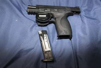Two handguns have been seized in Beller River after a gun call. Aug. 14, 2019. (Photo courtesy of OPP)