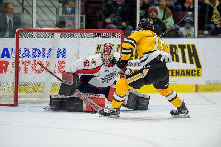 Sarnia Sting home to the Windsor Spitfires February 4, 2024. Photo by Metcalfe Photography. 