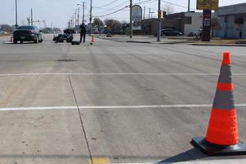 One person has been sent to hospital following a crash at the intersection of Lauzon Rd. and McHugh St., April 1, 2015. (Photo by Jason Viau)