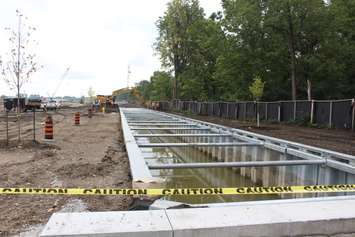 Work on the Broadway drain being completed as part of the preparatory work for the new international crossing, September 8, 2016. (Photo by Maureen Revait) 