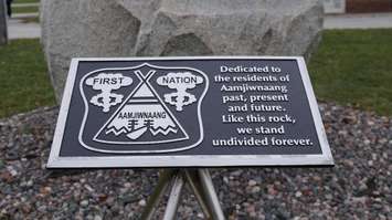 Members of the community gathered at the Aamjiwnaang First Nation Cenotaph for the annual Remembrance Day ceremony. November 9, 2016 (BlackburnNews.com Photo by Melanie Irwin)