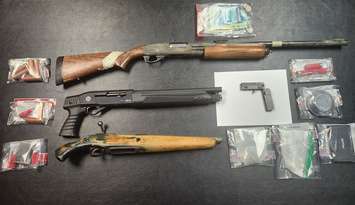 Weapons and other items seized during a "high risk" take down in Hanover, October 5, 2025. Photo provided by the Hanover Police Service.