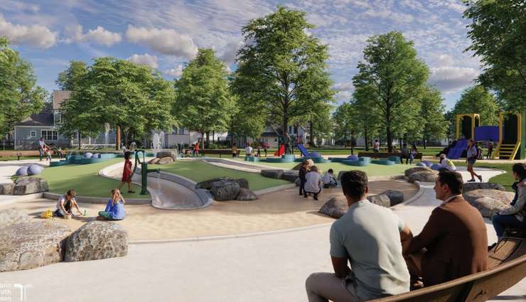 An artist rendering of a splash pad at Kenwick Park in Bright's Grove created by architects Tillmann Ruth Robinson. Image courtesy of Sarnia city council March 31, 2025 agenda.