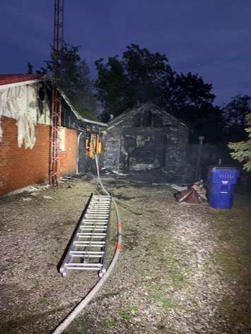 Firefighters respond to a blaze at a residence on Stanley Street in Blenheim on Sunday, September 19, 2021. (Photo courtesy of Chatham-Kent Fire and Emergency Services via Twitter)