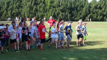 Bothwell student Joey DeNuke leads his schoolmates on their Terry Fox Run (Photo by Jake Kislinsky)