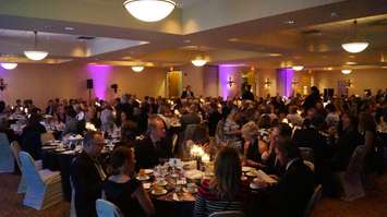 Canadian and Humanitarian Stephen Lewis addressed over 230 people at the Holiday Inn in Point Edward Wednesday for Bluewater Health Foundation's gala. October 14, 2015 (BlackburnNews.com Photo by Briana Carnegie)