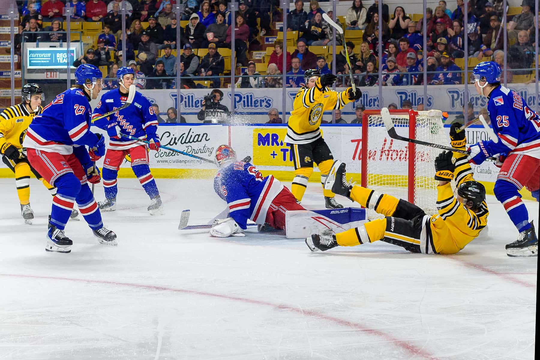 Sarnia Sting celebrate 4-3 victory in Kitchener