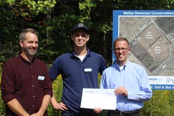 Union Gas cheque presentation at LTVCA Trail unveiling at Walter Devereux Conservation Area. September 20 2017. (Photo by Sarah Cowan Blackburn News Chatham-Kent). 