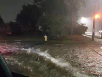 Flooding in Sarnia, Aug 4, 2022. Photo by Mike @205mph via Twitter. 