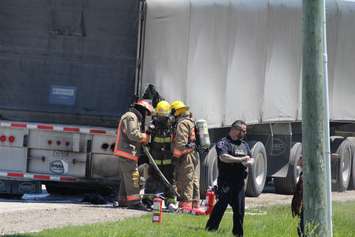 A truck fire on Bloomfield Rd. near Hwy. 401, April 6, 2016 (Photo by Jake Kislinsky)