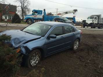 Three vehicles involved in a fatal crash on County Rd. 46 at County Rd. 23 in Lakeshore on December 18, 2014. (Photo by Ricardo Veneza)