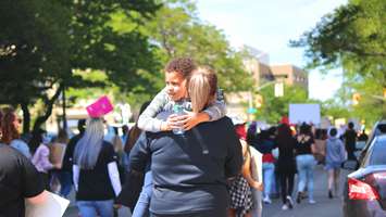 Hundreds march in Sarnia's downtown for  Black Lives Matter rally June 13, 2020 (BlackburnNews.com photo by Dave Dentinger)