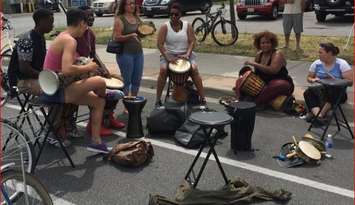 A drum circle during the Open Streets festival in Windsor, July 17, 2016. (Courtesy of City of Windsor Facebook page.)