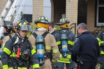 Firefighters at a fire at 234 Brock St. in Windsor, October 29, 2015.  (Photo by Adelle Loiselle)