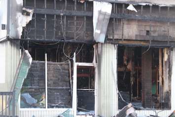 Damage at Pizza Brothers restaurant in Windsor, October 12, 2015.  (Photo by Adelle Loiselle)