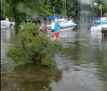 Flooding consumes yards in Lighthouse Cove after a storm in June. (Photo submitted by Shelly Jack Copeland) 