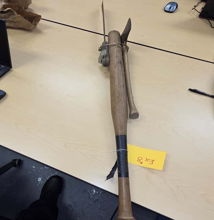 A weapon seized during the raid of a Markdale home, January 16, 2026. Photo provided by Grey Bruce OPP.