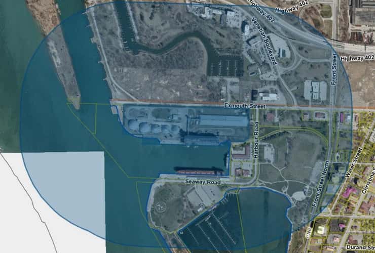 650 metres from the Cargill property limit. (Photo included in letter sent to the City of Sarnia)