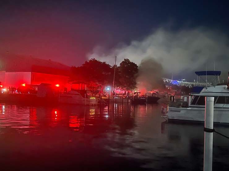 Boat fire (Photo courtesy of Greg Grimes)