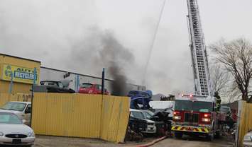 Windsor Fire Service battles a blaze on Provincial Rd. near Sixth Concession, March 9, 2017. (Photo by Maureen Revait)