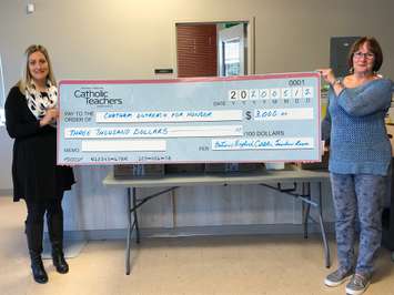 OECTA donation to Chatham Outreach For Hunger. May 2020. (Photo courtesy of SCCDSB).