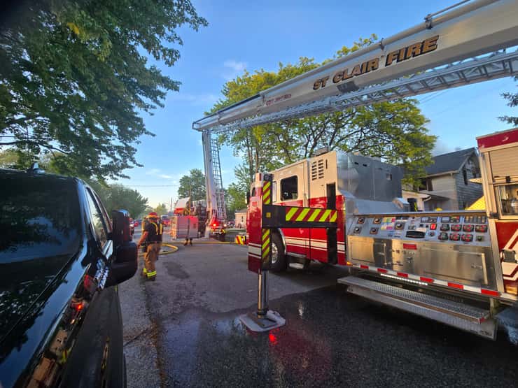 St. Clair Twp. firefighters battle blaze on Water Street in Sombra - June 3/26 (Photo courtesy of St. Clair Twp.