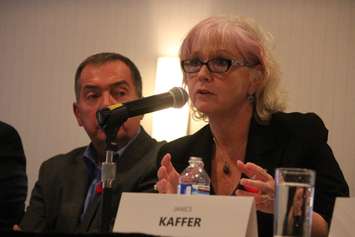 Hotel-Dieu Grace Healthcare President and CEO Janice Kaffer at a townhall meeting at Windsor's Waterfront Hotel put on by the Downtown Windsor BIA on November 11, 2015. (Photo by Ricardo Veneza)