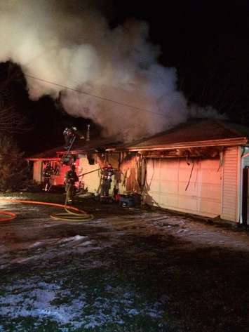 Essex fire crews respond to a fire on Belcreft Beach, January 20, 2016. (Photo courtesy Essex Fire Service/Twitter)