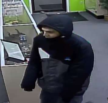 One of the suspects in a break in at the 420 Shop in London. Photo provided by London police.