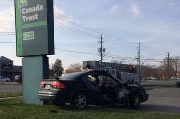 Car gets t-boned in Chatham at Keil Dr. and McKinnon. Nov 14, 2014. (Photo by Paul Pedro)
