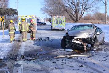 Collision on Grand River Line in Chatham where Jaws of Life were taken out but not used. February 1, 2019. (Photo by Greg Higgins)