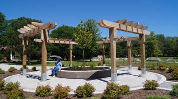 Gazebo like area with seating arrangement for watching staged area located within Cox Park. June 24, 2015 (BlackburnNews.com Photo by Briana Carnegie)