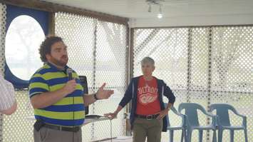 Andre Morin speaking at Centennial Park public input session May 27, 2015 (BlackburnNews.com Photo by Briana Carnegie)