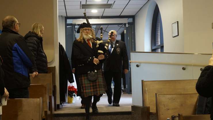 Lambton County Warden Kevin Marriott walked in to council chambers (Photo by: Lindsay Newman/Blackburn Media)