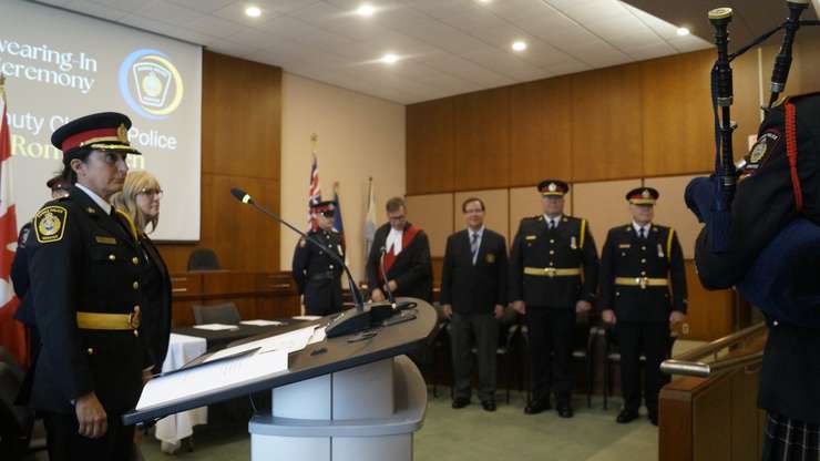 Former SPS Deputy Chief Julie Craddock at swearing-in ceremony for Deputy Chief Ron Hansen. August 20, 2024. (Photo by Melanie Irwin) 