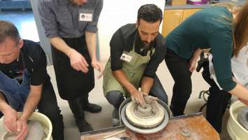 Matt Sampaio from K 106.3 begins working on his second bowl after the first didn't turn out that way he wanted. February 23, 2018. (Photo by Colin Gowdy, Blackburn News)