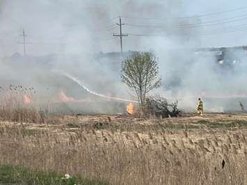 Grass fire spotted east of Highway 40. May 11, 2022. (Photo by Melissa Wray.)