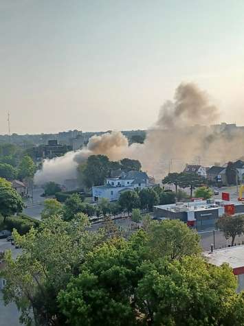 Structure fire on Christina Street in Sarnia. June 9, 2023. (Photo submitted by Colleen Johnston.)