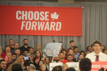 Prime Minister Justin Trudeau addresses a Liberal rally at the St. Clair Centre for the Arts, Windsor, September 16, 2019. Photo by Mark Brown/Blackburn News.